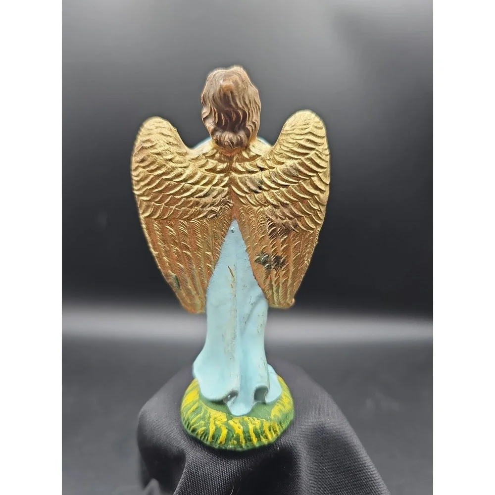 Vintage Beautiful Christmas Nativity Angel Italy Blue Gown Gold Wings AA